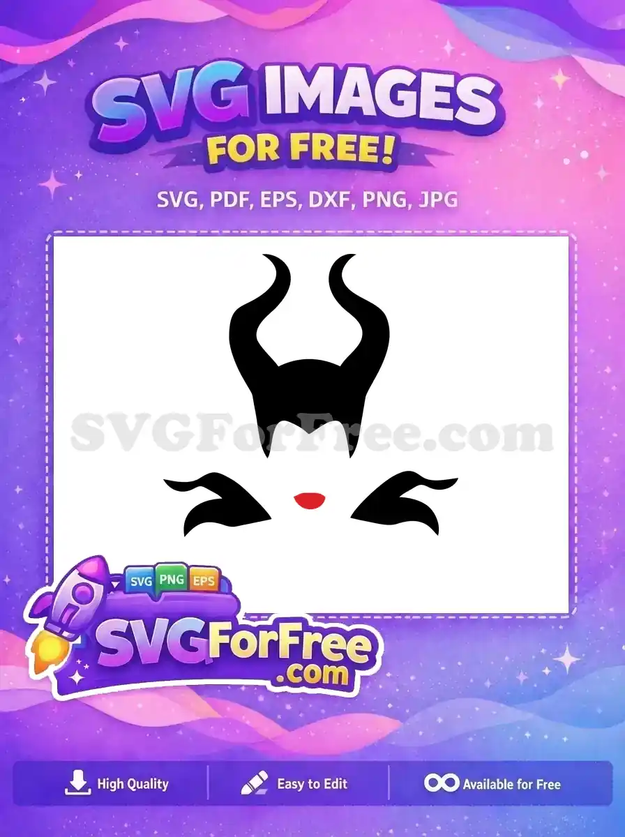 Free Black Horns Free Red Lips Maleficent Free SVG 4