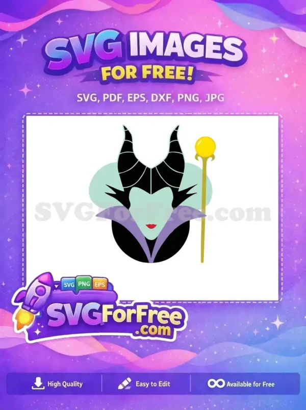 Free Horned Silhouette Free Staff Maleficent Movie Free SVG