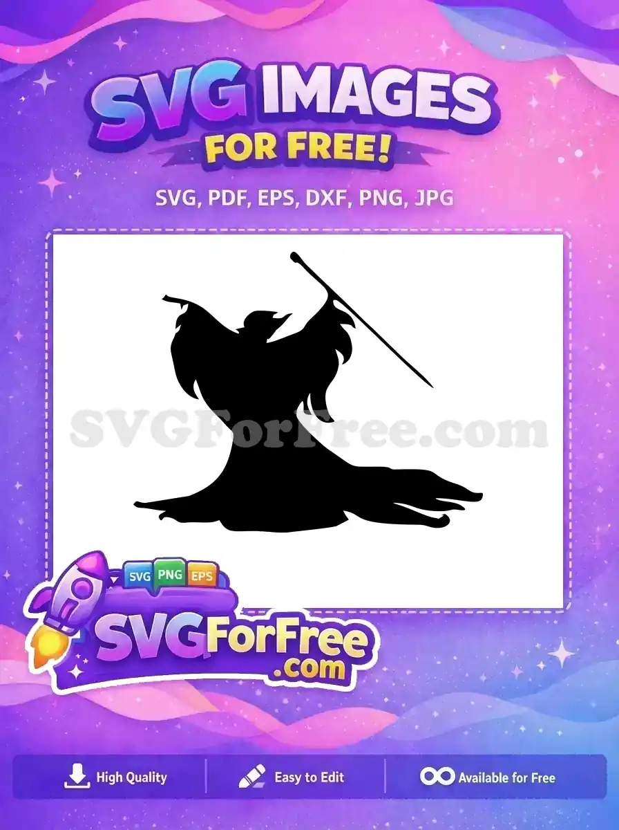 Free Silhouette with Staff Free Horned Head Maleficent Free SVG