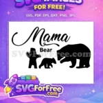 Free Mama Bear Cub Silhouette Free Family Black Free SVG - Instant Download