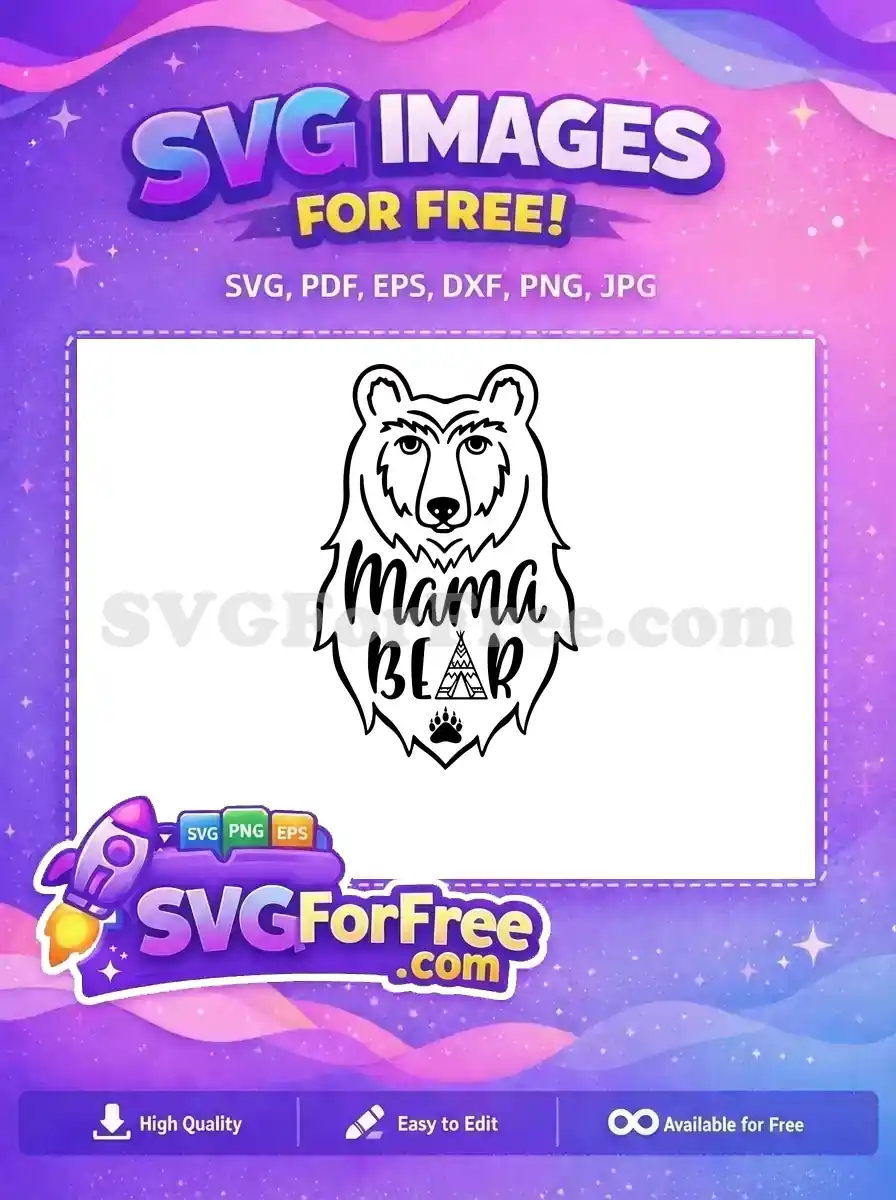 Free Cute Mama Bear Free Tent Paw Print Free SVG