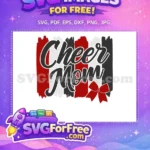 Free Cheer Mom Text Free Red Bow Design Free SVG - Instant Download