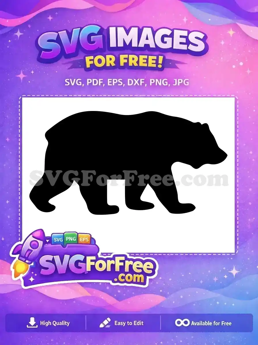 Free Black Silhouette Free Walking Mama Bear Silhouette Free SVG