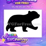 Free Walking Mama Bear Free Silhouette Design Cartoon Free SVG - Instant Download