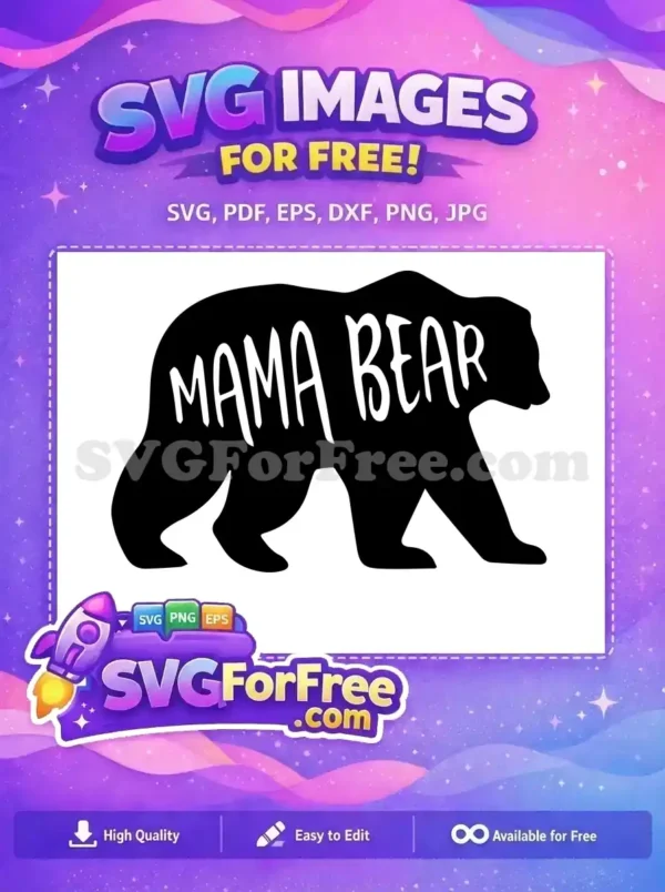 Free Black Silhouette Free Mama Bear Design Silhouette Free SVG
