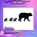 Free Mama Bear Cubs Walking Free Silhouette Family Free SVG - Instant Download