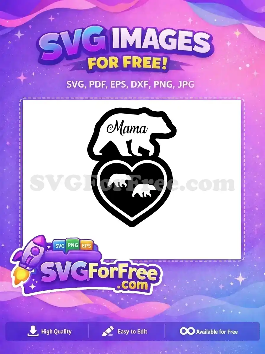 Free Mama Bear Head Free Cubs Heart Mama Free SVG
