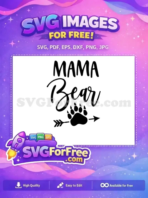 Free Mama Bear Arrow Free Cute Paw Mama Bear Free SVG