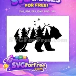 Free Black Mama Bear Free Mountain Scene Silhouette Free SVG - Instant Download