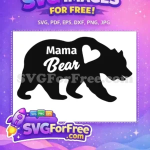 Free Black Silhouette Free Heart Detail Mama Bear Design Free SVG