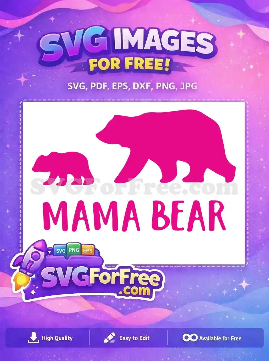 Free Pink Mama Free Baby Bear Silhouette Family Free SVG