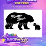 Free Silhouette Mama Bear Free Cub Design Family Free SVG - Instant Download