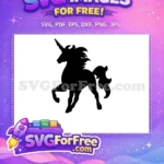 Free Black Unicorn Silhouette Free Intricate Details Horse Free SVG - Instant Download