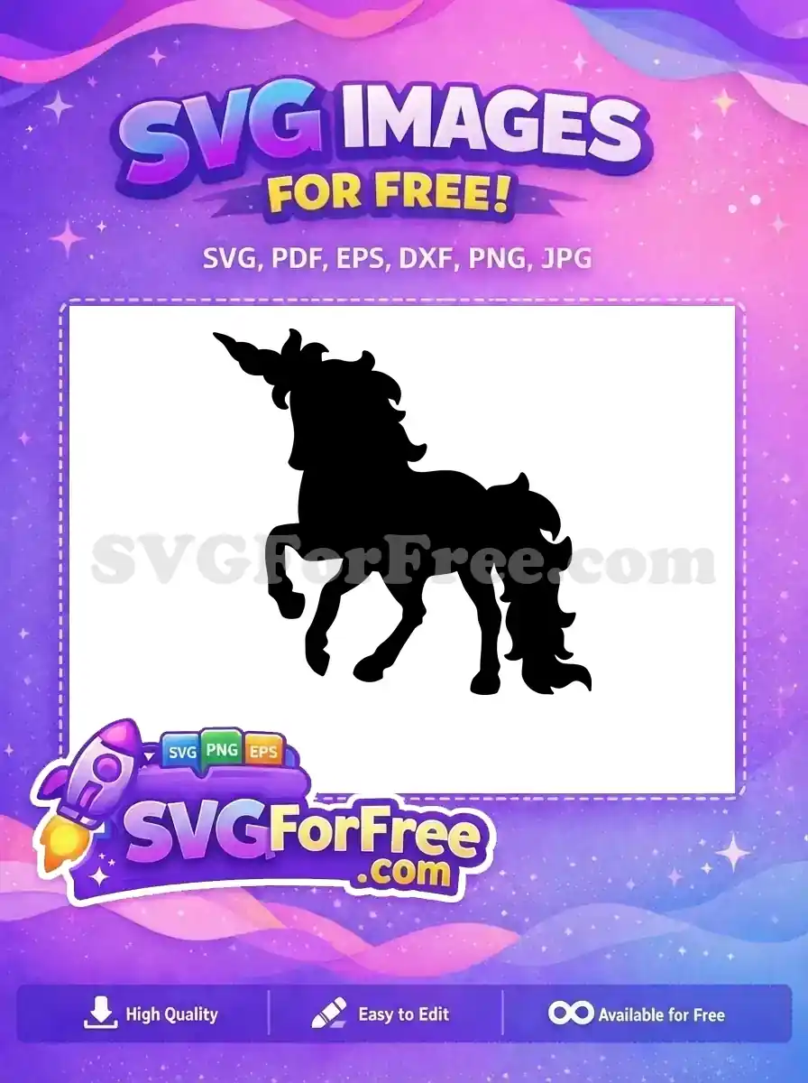 Free Black Unicorn Free Silhouette Mandala Free SVG