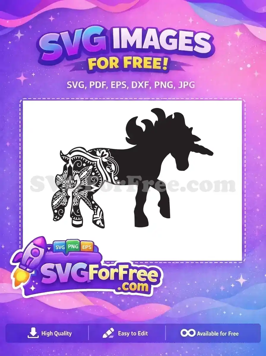 Free Detailed Floral Free Intricate Unicorn Mandala Free SVG 1