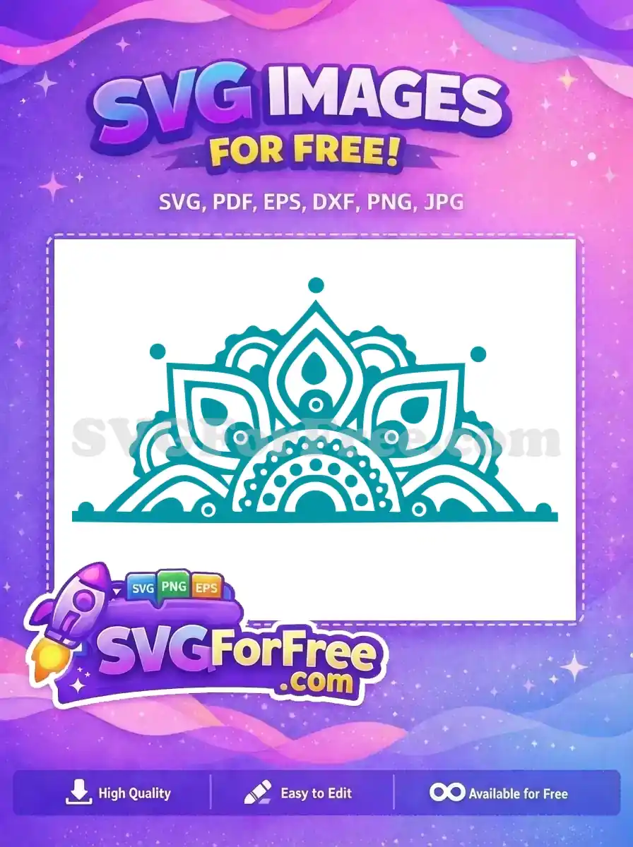 Free Teal Symmetrical Free Ornamental Mandala Design Free SVG