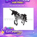 Free Unicorn Silhouette Free Mandala Pattern Mythical Creature Free SVG - Instant Download