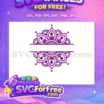 Free Purple Floral Swirl Free Split Mandala Design Free SVG - Instant Download
