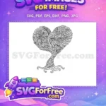 Free Circular Leaf Free Detailed Branches Mandala Tree Free SVG - Instant Download