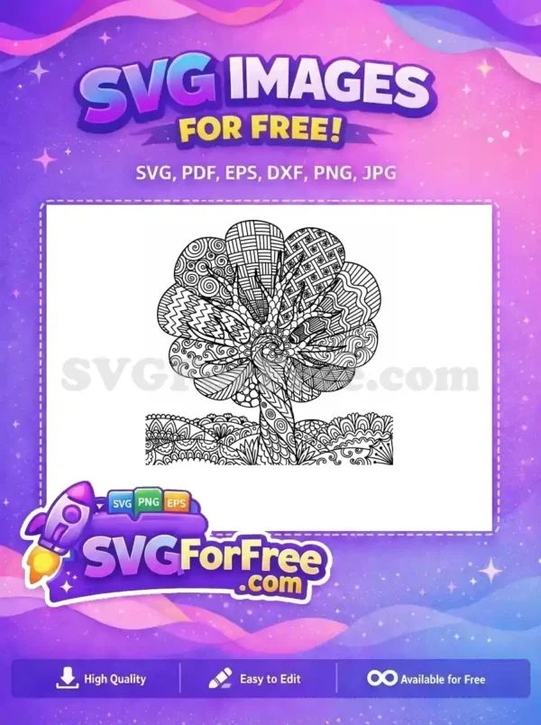Free Intricate Branches Free Circular Design Mandala Tree Free SVG 4