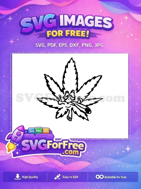 Free Stoned Cannabis Leaf Free Smoking Joint Cartoon Stoner Free SVG