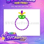 Free Green Mask Yellow Feathers Free Purple Wavy Beads Mardi Gras Free SVG - Instant Download