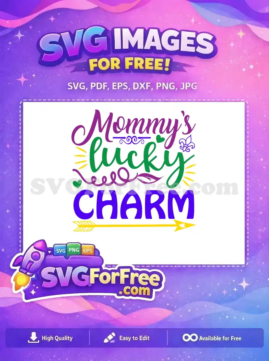 Free Mommys Lucky Charm Free Green Purple Colors Mardi Gras Free SVG