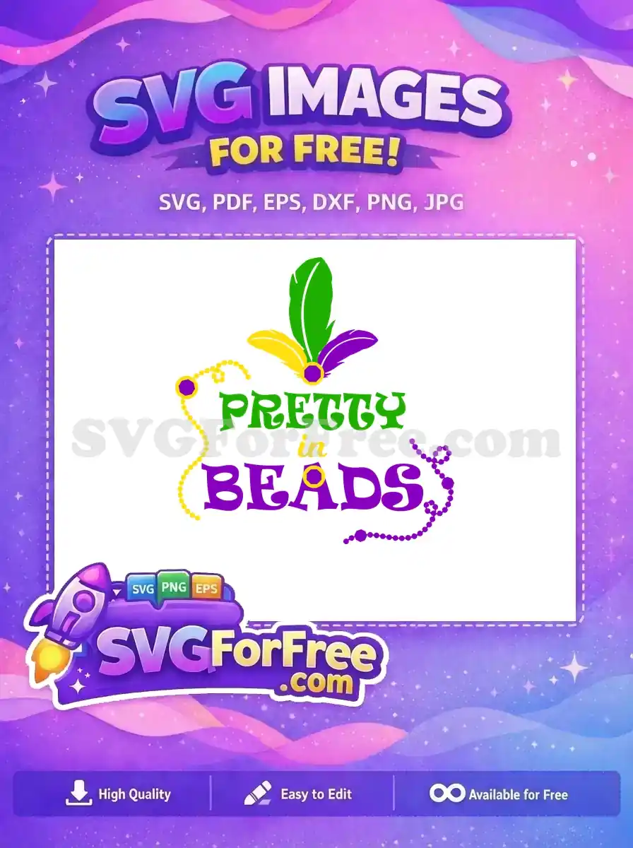 Free Pretty In Beads Feathers Free Green Purple Gold Mardi Gras Free SVG