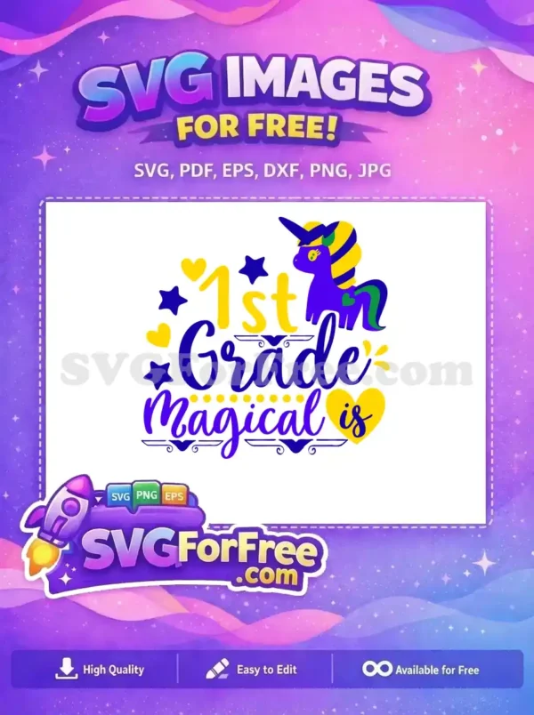 Free Magical Mardi Gras Unicorn Free 1st Grade Design Free SVG