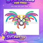 Free Colorful Feathers Free Chevron Pattern Mardi Gras Free SVG - Instant Download