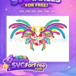 Free Colorful Feathers Free Polka Dots Character Mardi Gras Free SVG - Instant Download