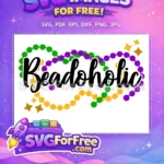 Free Gold Stars Free Purple Green Beads Mardi Gras Free SVG - Instant Download