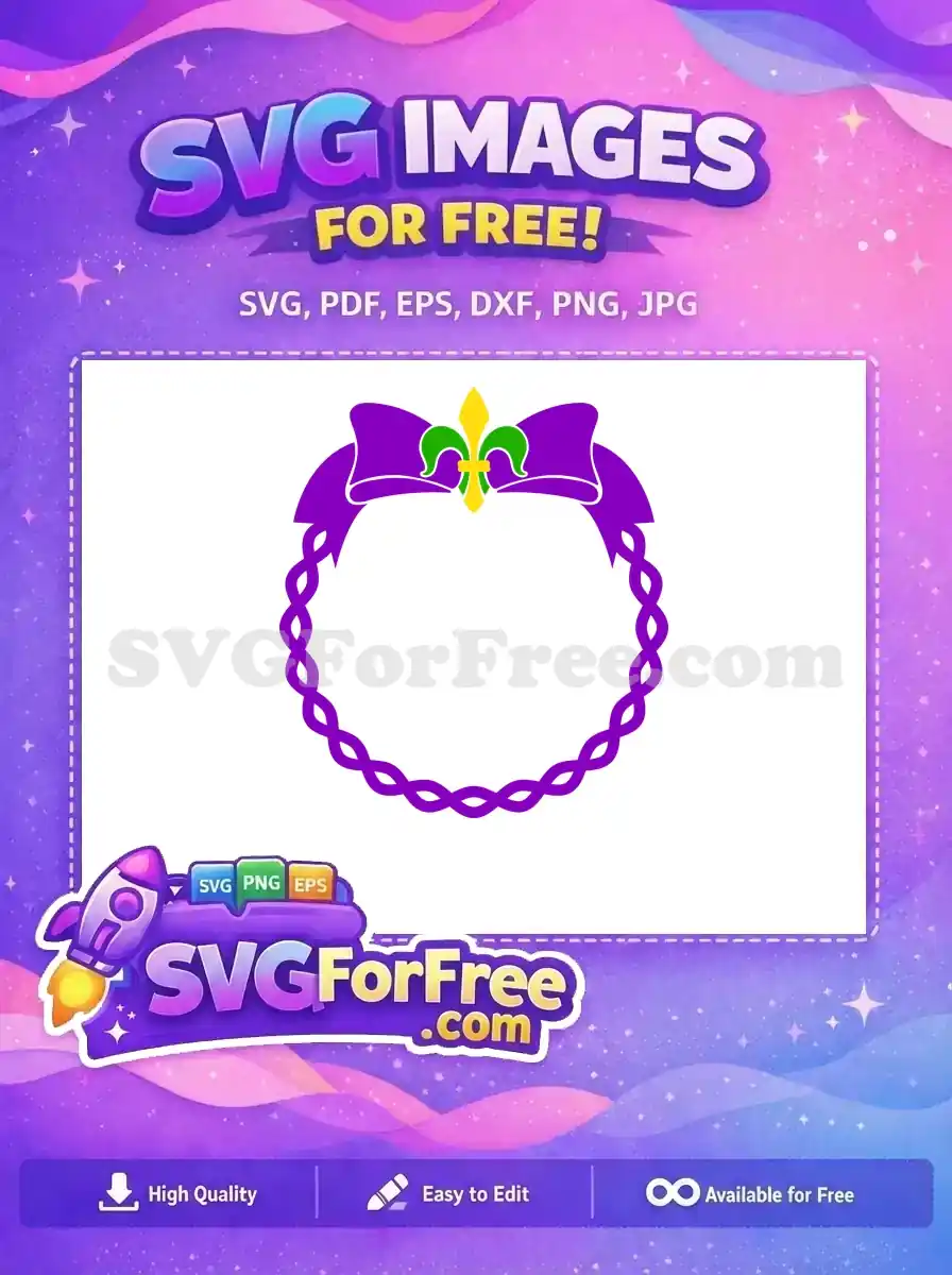 Free Purple Bow Free Gold Fleur Mardi Gras Free SVG