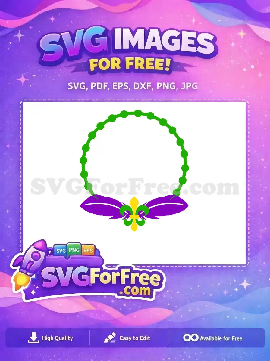 Free Green Beads Free Purple Feathers Mardi Gras Free SVG