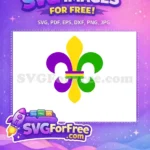 Free Fleur de Lis Free Purple Yellow Green Mardi Gras Free SVG - Instant Download