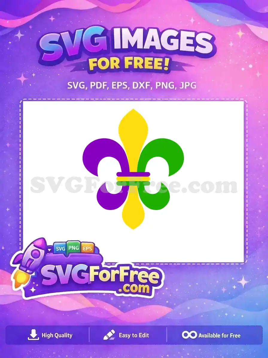 Free Fleur de Lis Free Purple Yellow Green Mardi Gras Free SVG