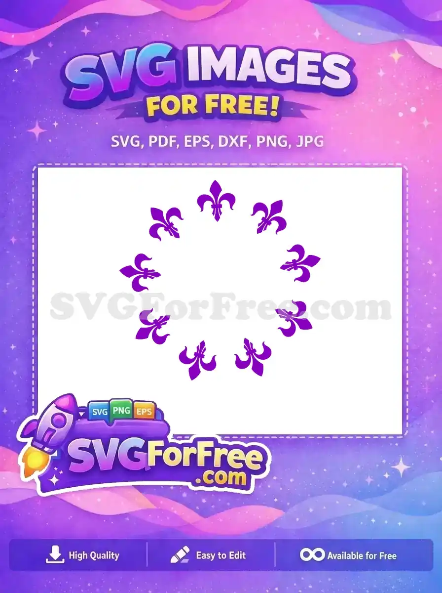 Free Purple Fleur de Lis Free Circle Frame Mardi Gras Free SVG