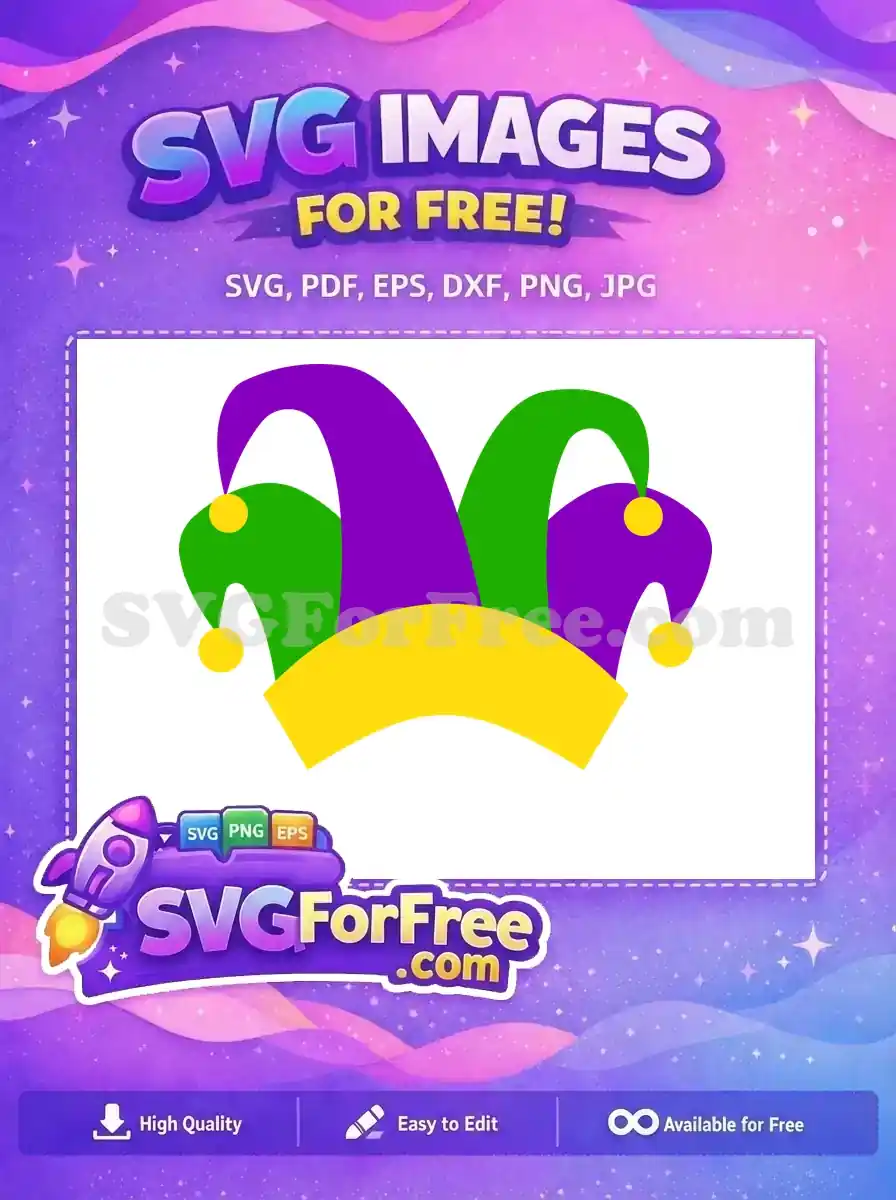 Free Jester Hat Green Purple Free Gold Detail Mardi Gras Free SVG