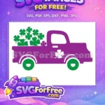 Free Purple Truck Green Shamrocks Free St Patricks Day Free SVG - Instant Download