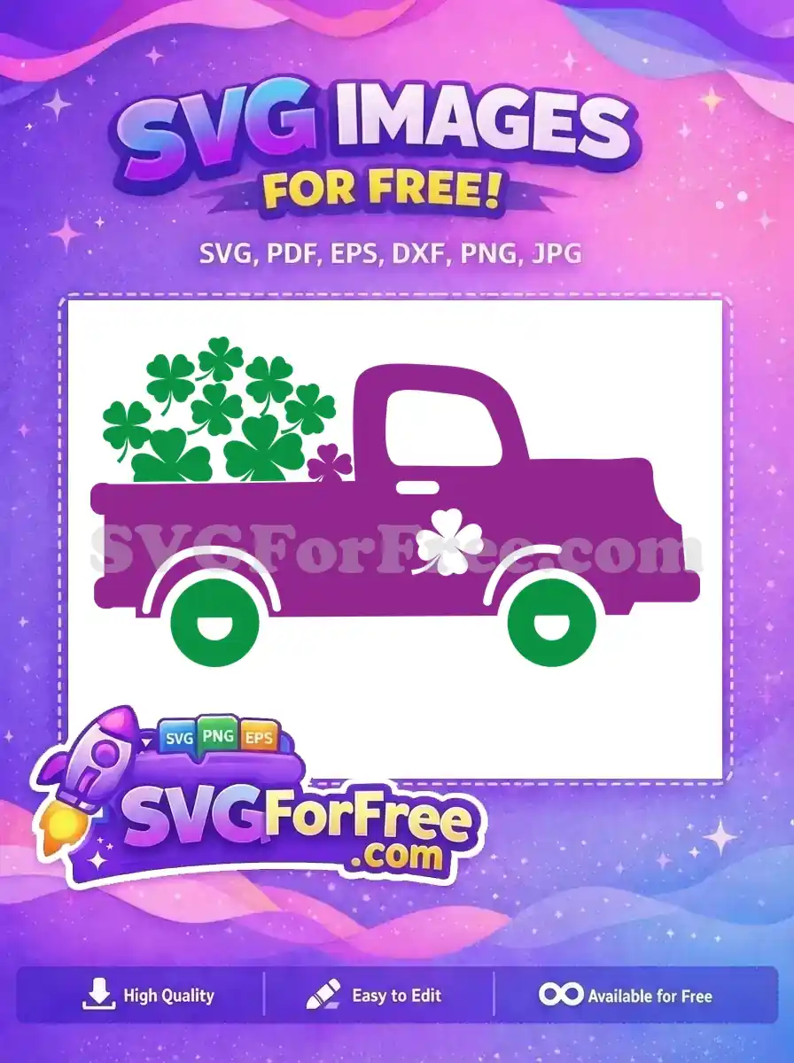 Free Purple Truck Green Shamrocks Free St Patricks Day Free SVG