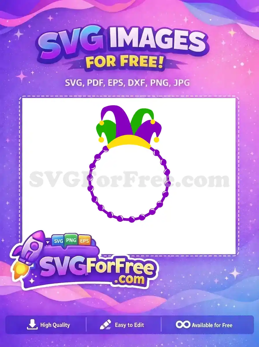 Free Jester Hat Free Purple Beads Mardi Gras Free SVG