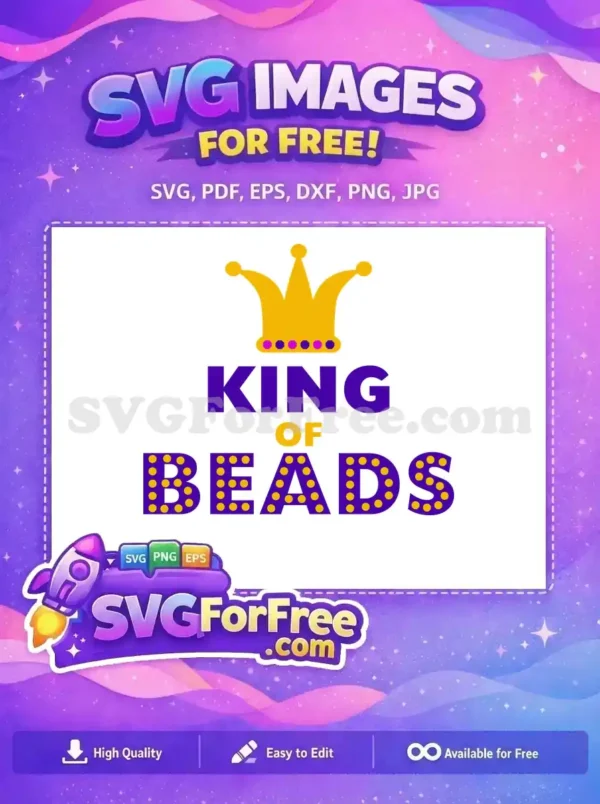 Free Golden Crown Free Purple Beads King Mardi Gras Free SVG