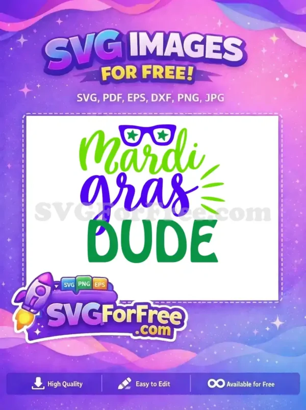 Free Green Dude Free Star Glasses Mardi Gras Free SVG