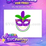 Free Purple Mask Free Green Feathers Mardi Gras Free SVG - Instant Download