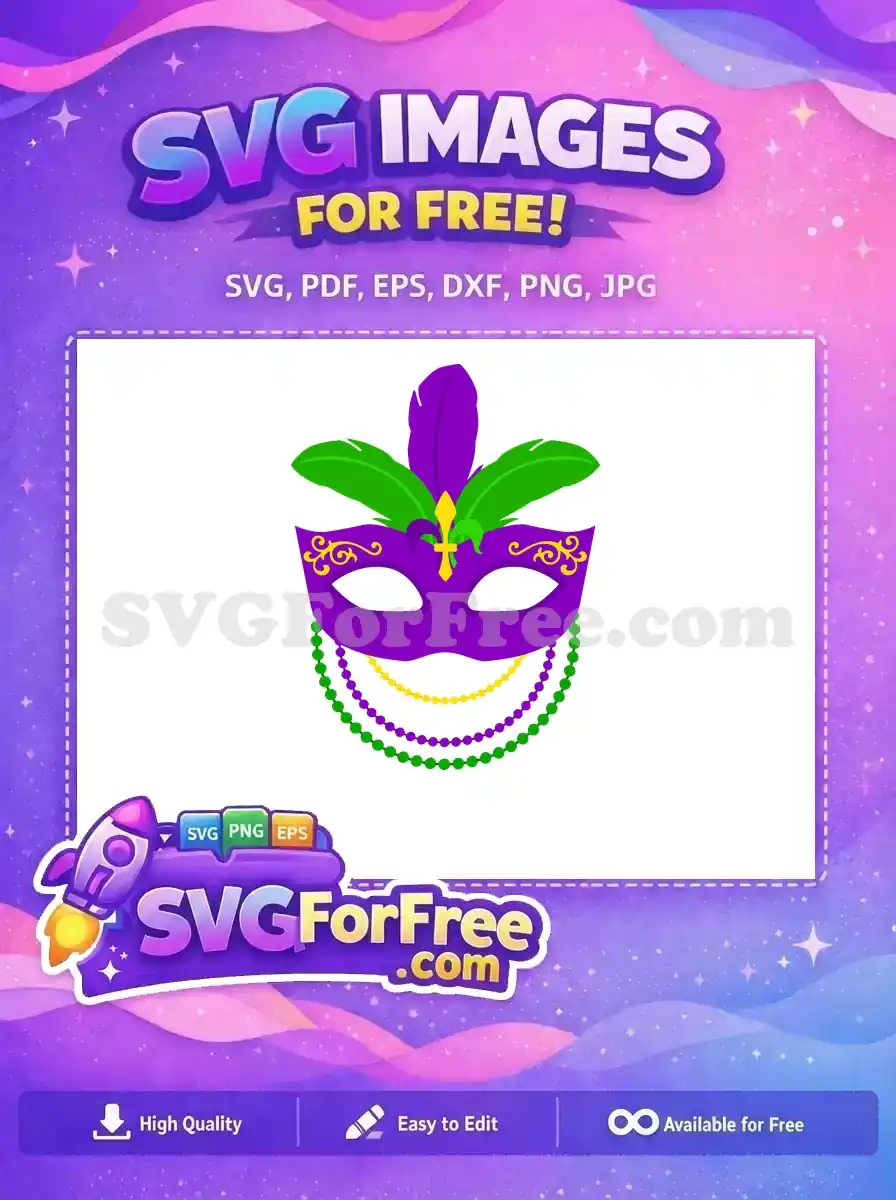 Free Purple Mask Free Green Feathers Mardi Gras Free SVG