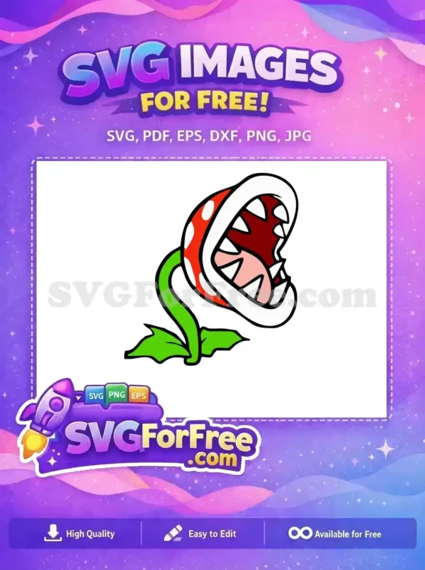 Free Red Spotted Piranha Plant Free Sharp Teeth Mario Free SVG