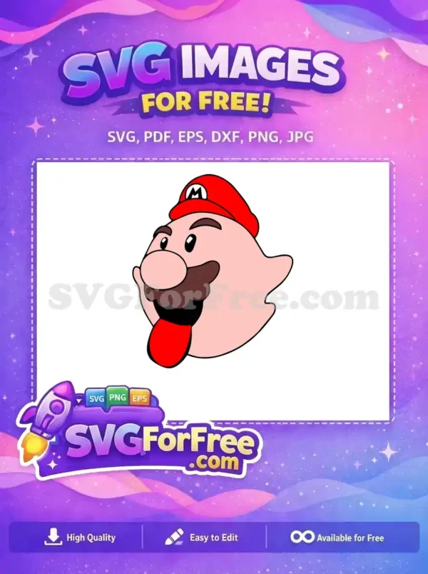Free Red Hat Tongue Out Free Boo Mario Free SVG