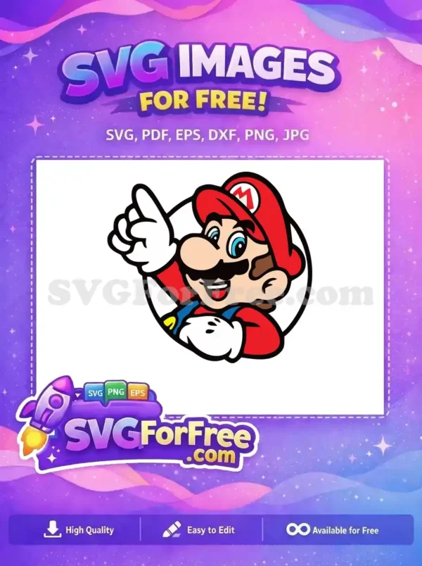 Free Pointing Up Free Cheerful Expression Mario Free SVG 1