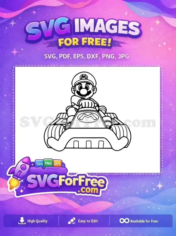 Free Kart Racing Free Outlined Mario Kart Free SVG