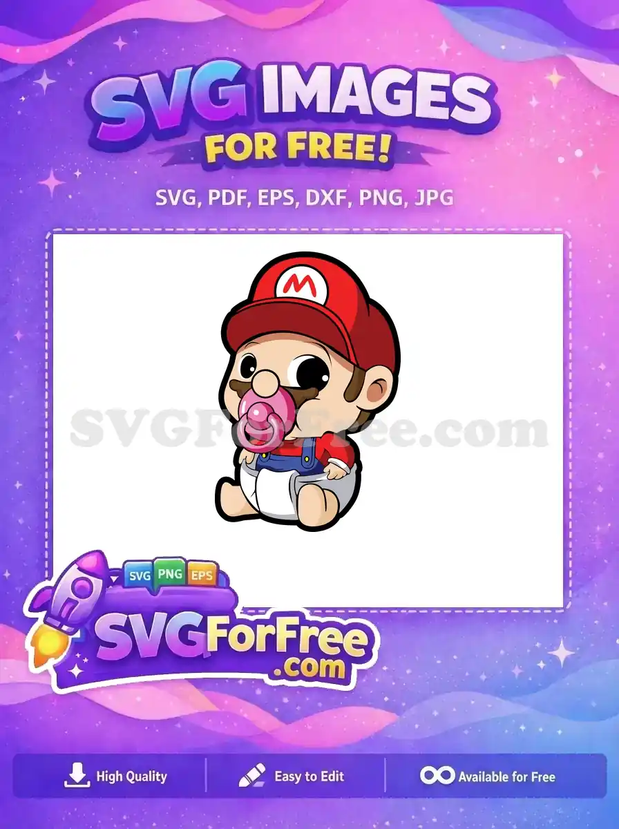 Free Pacifier Mario Free Cute Baby Mario Free SVG